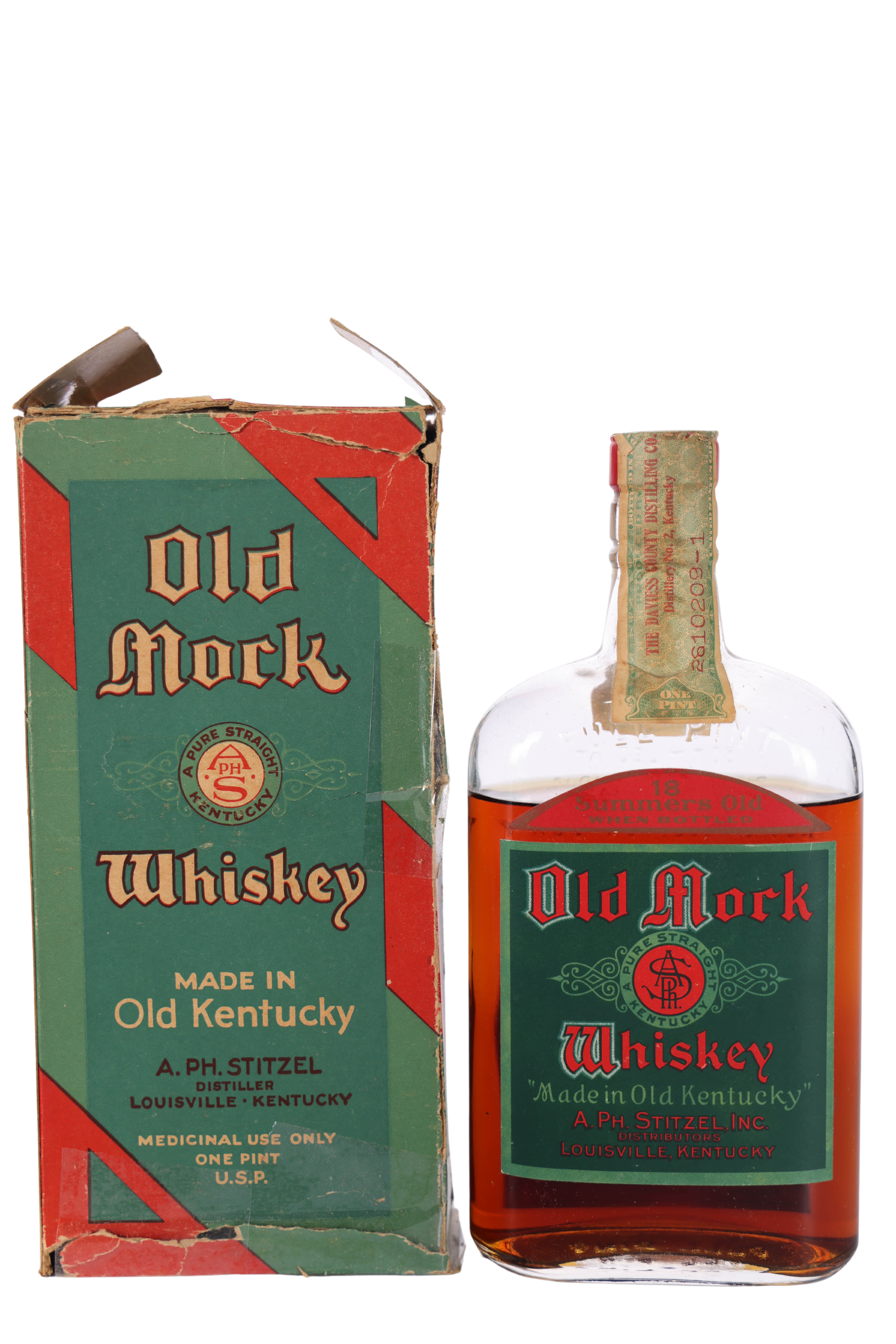 Old Mock 18 Year Kentucky Whiskey Pint - Prohibition Era